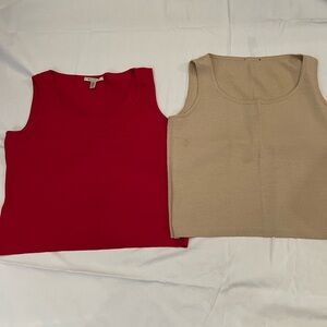 St. John Vibrant Dark Pink and Camel knit shell size Medium